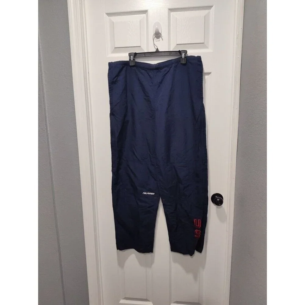 Tommy Hilfiger Track Pants Men's LARGE‎ Blue 100% Nylon Pockets Drawstring